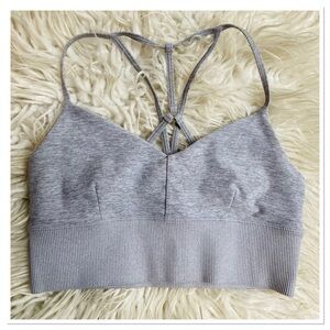 Alo Yoga Alosoft Lavish Bra Ribbed Zinc Heather Gray Size Small